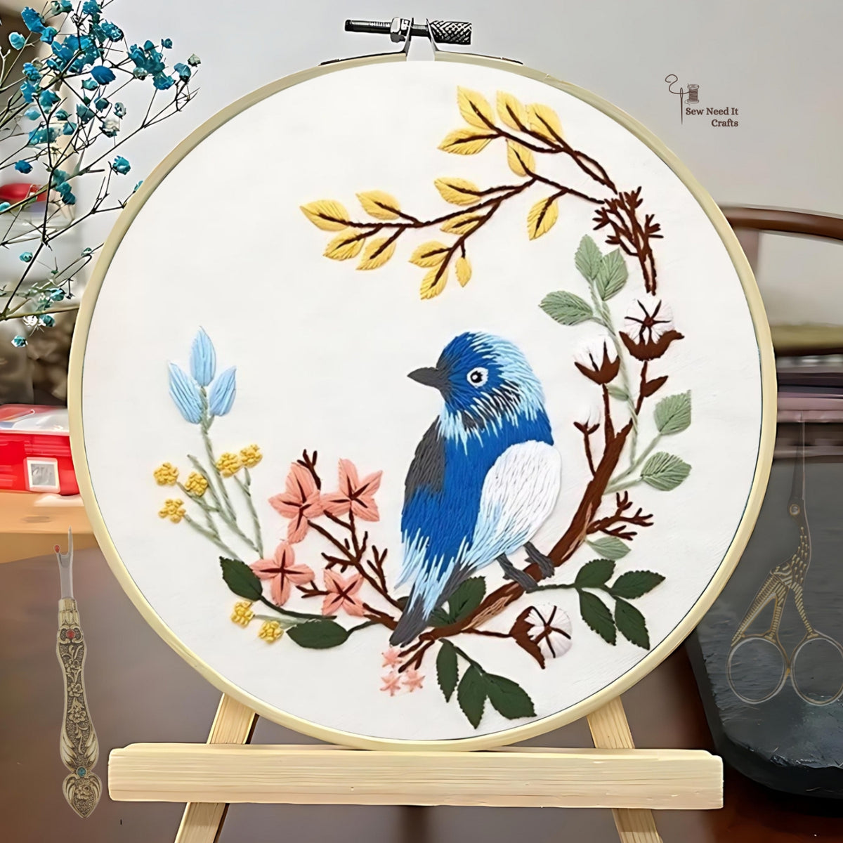 Bird DIY Embroidery Beginner Needlepoint Kit Set 1