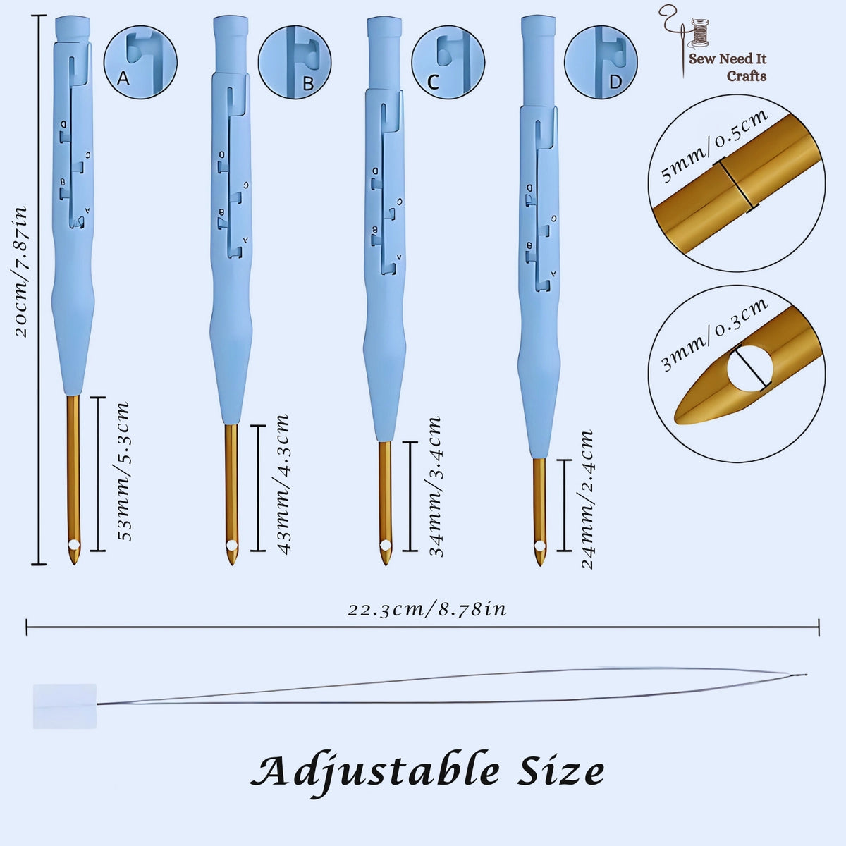 Adjustable Punch Needle with Threader