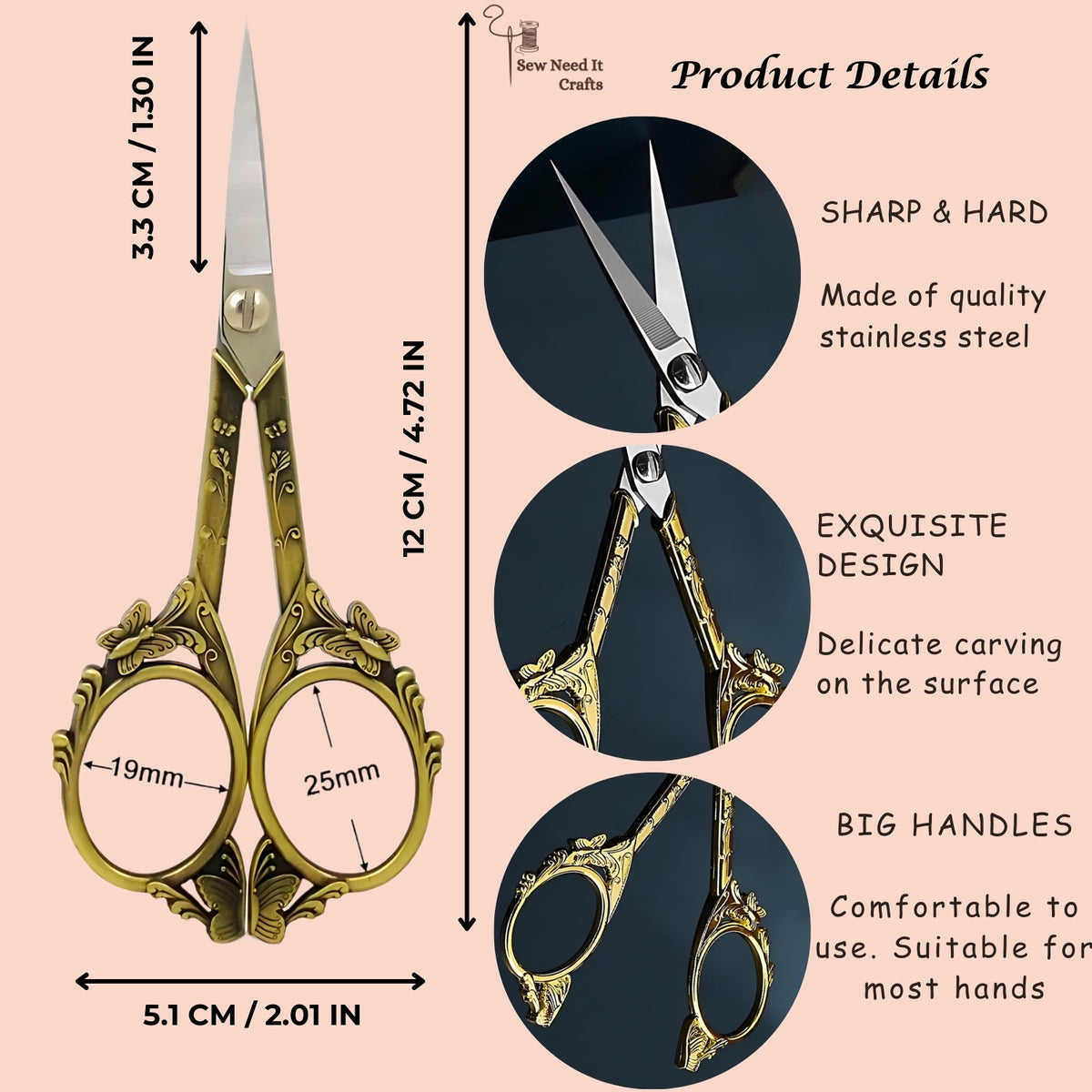 Vintage Butterfly Metal Scissors