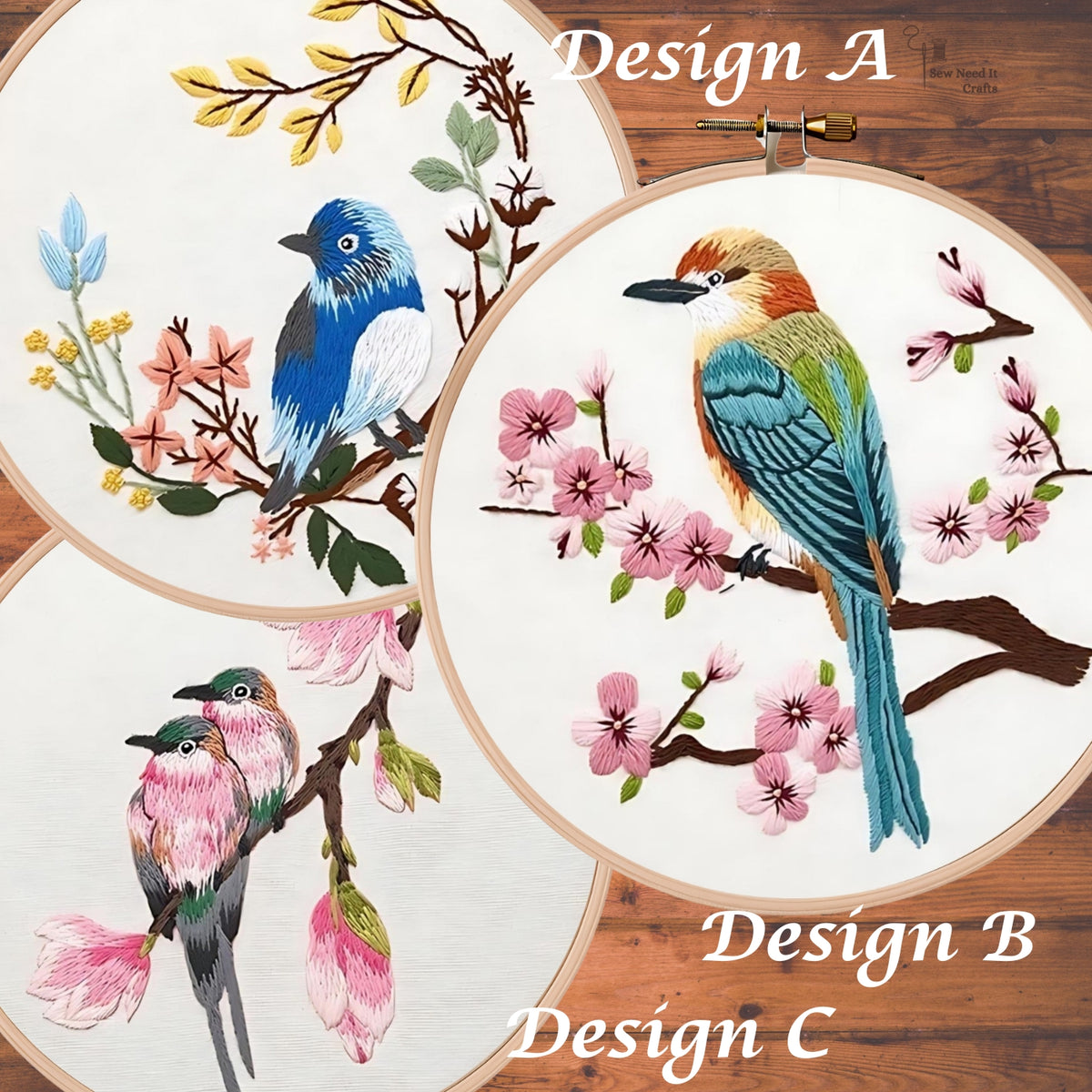 Bird DIY Embroidery Beginner Needlepoint Kit Set 3