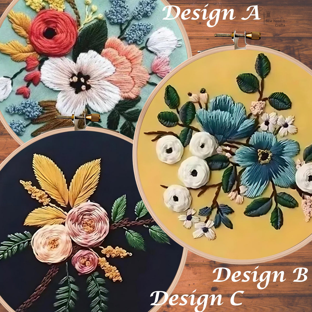 Modern 3D Floral Embroidery Set 3