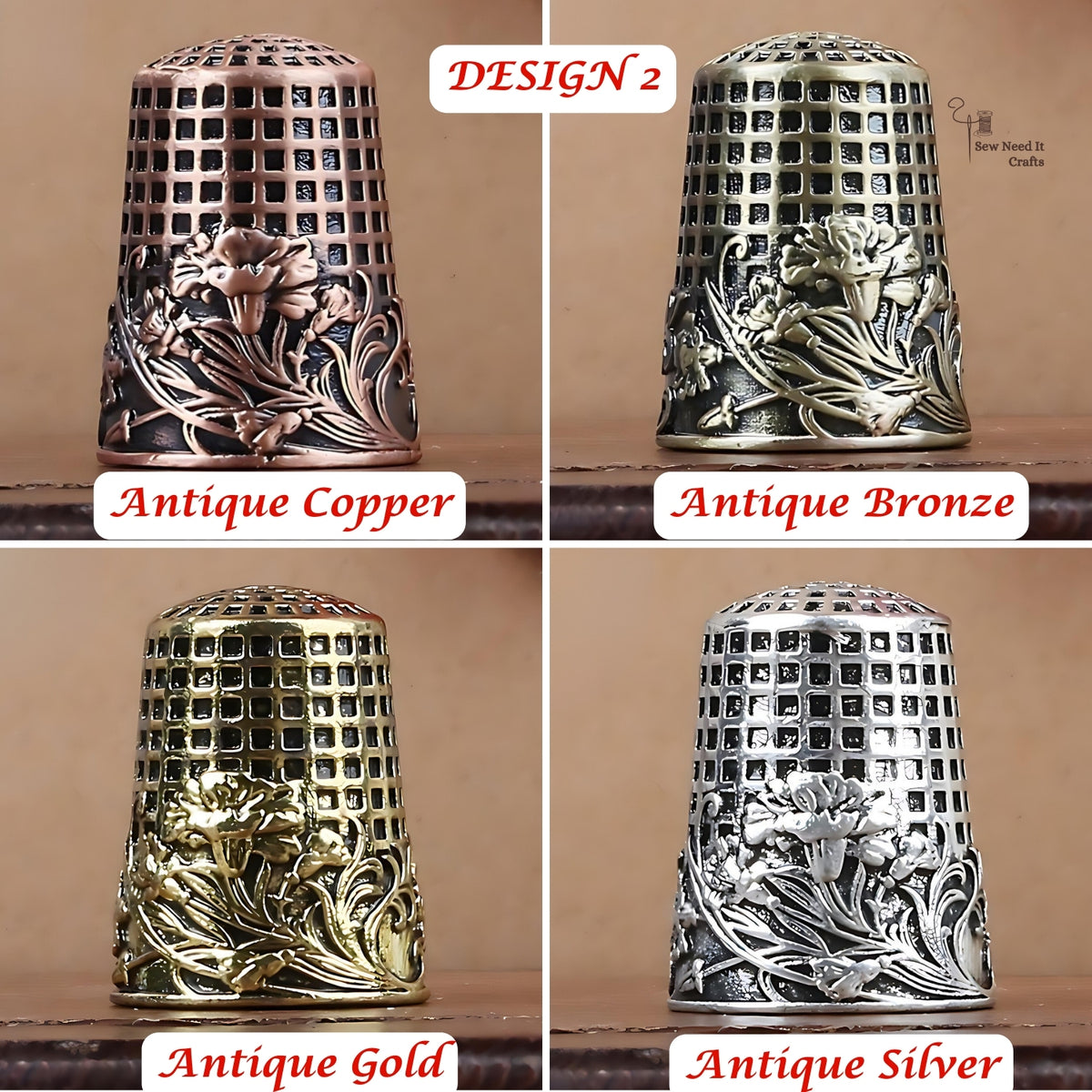 Vintage Style Metal Sewing Thimbles