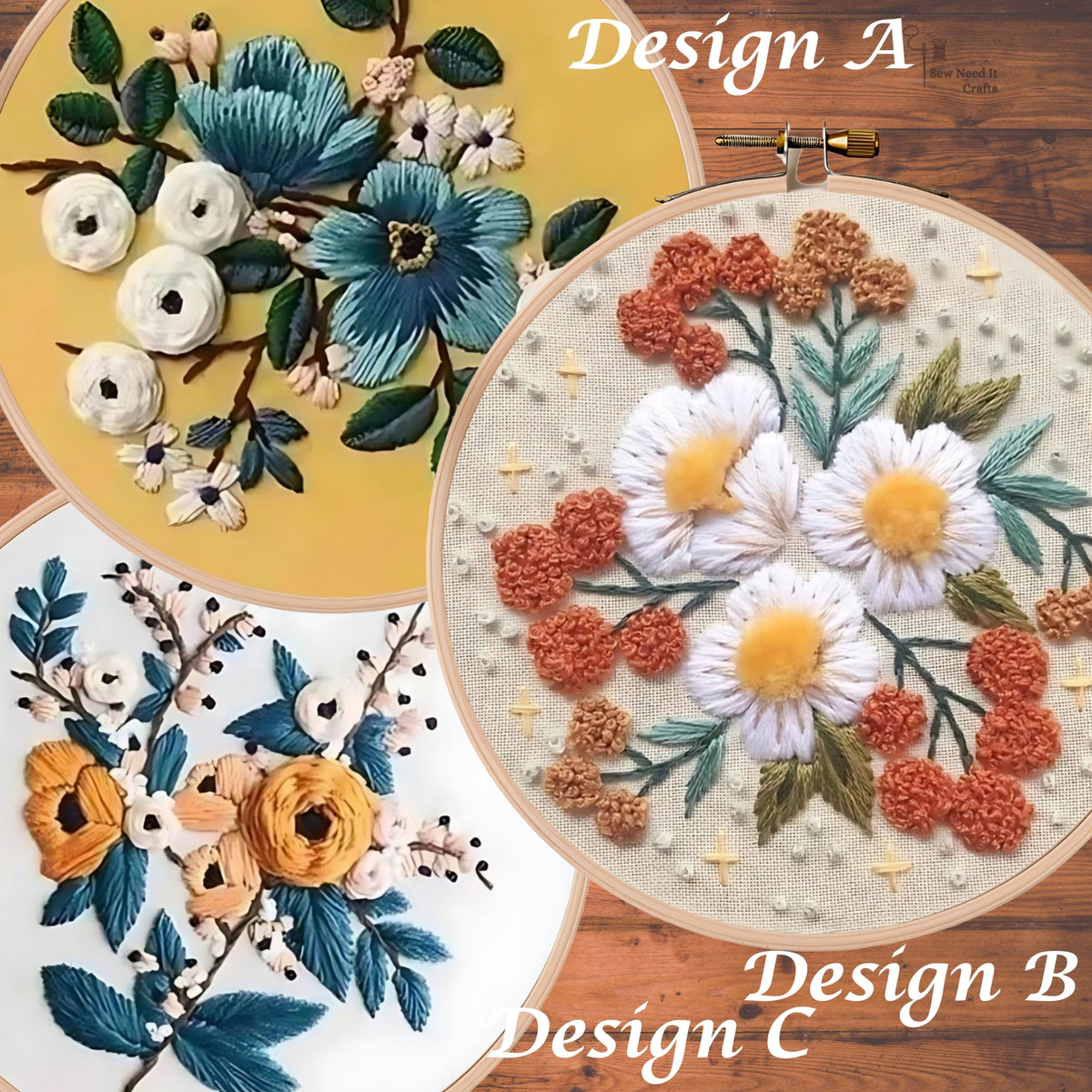 Modern 3D Floral Embroidery Set 1