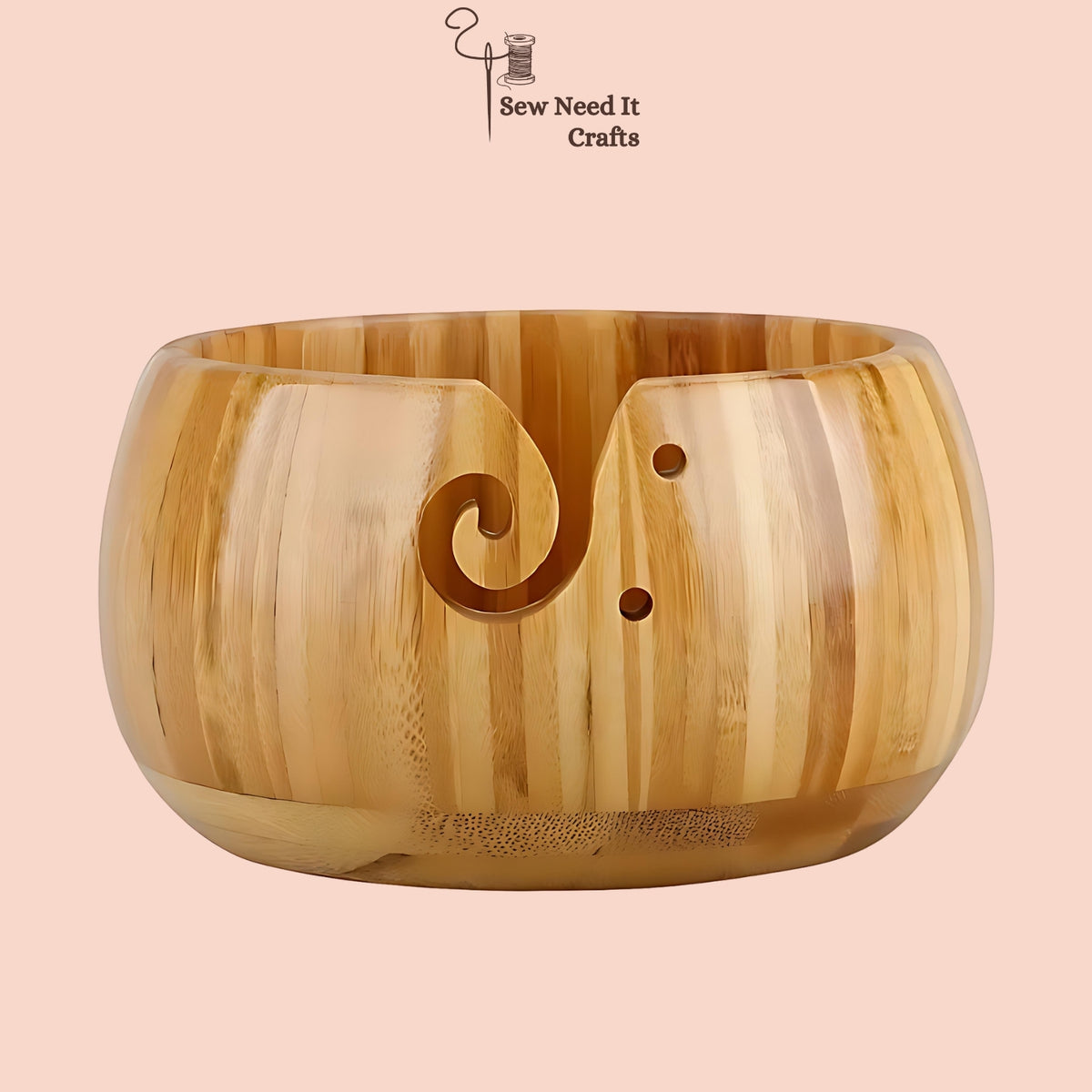 Yarn Bowl Authentic Natural Bamboo Wood