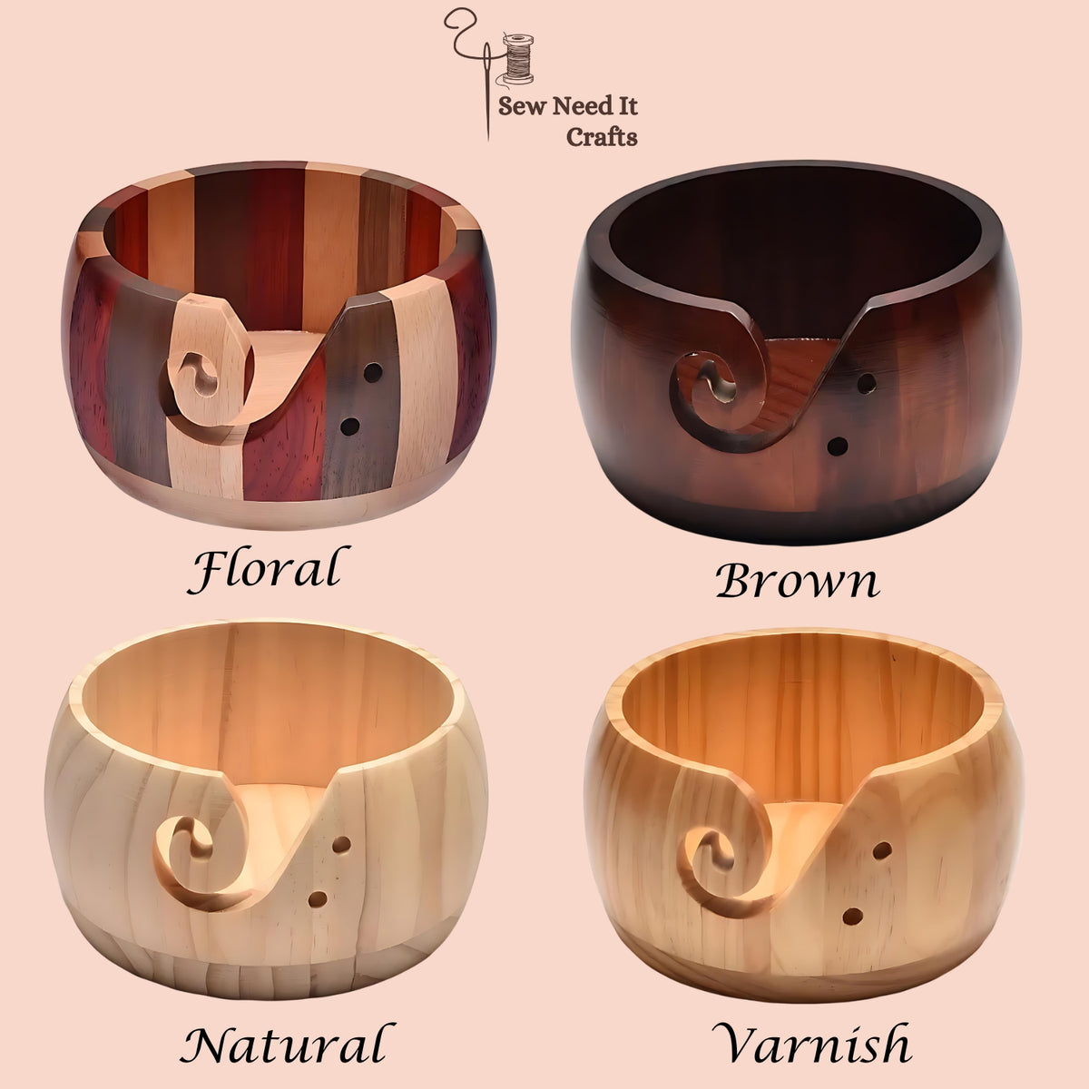 Natural Wood Yarn Bowl Set 1