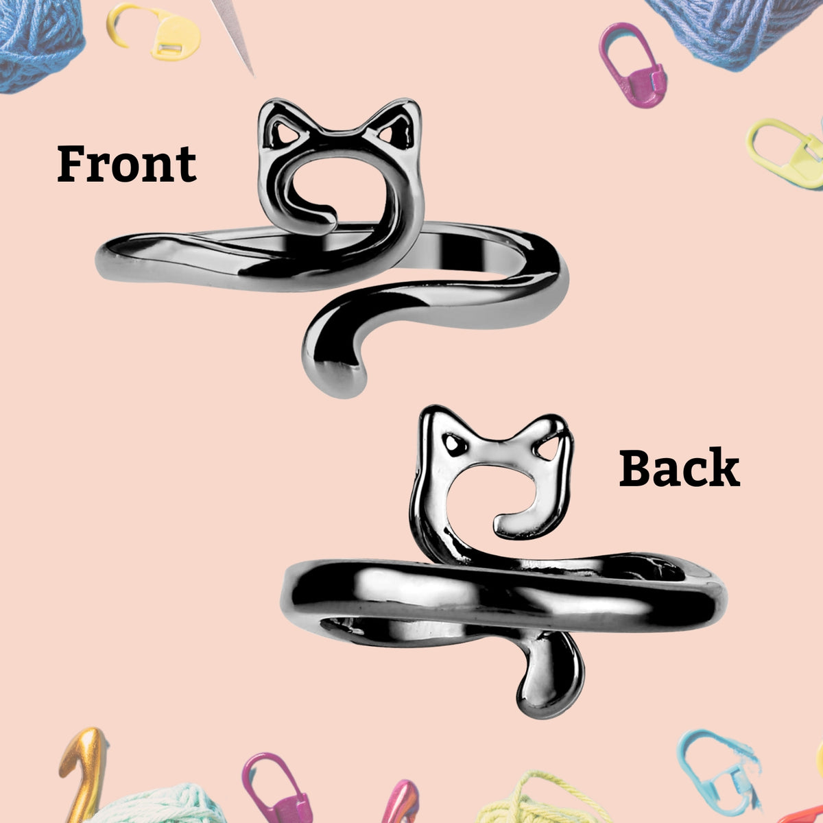 Cat Adjustable Yarn Tension Ring for Crochet & Knitting