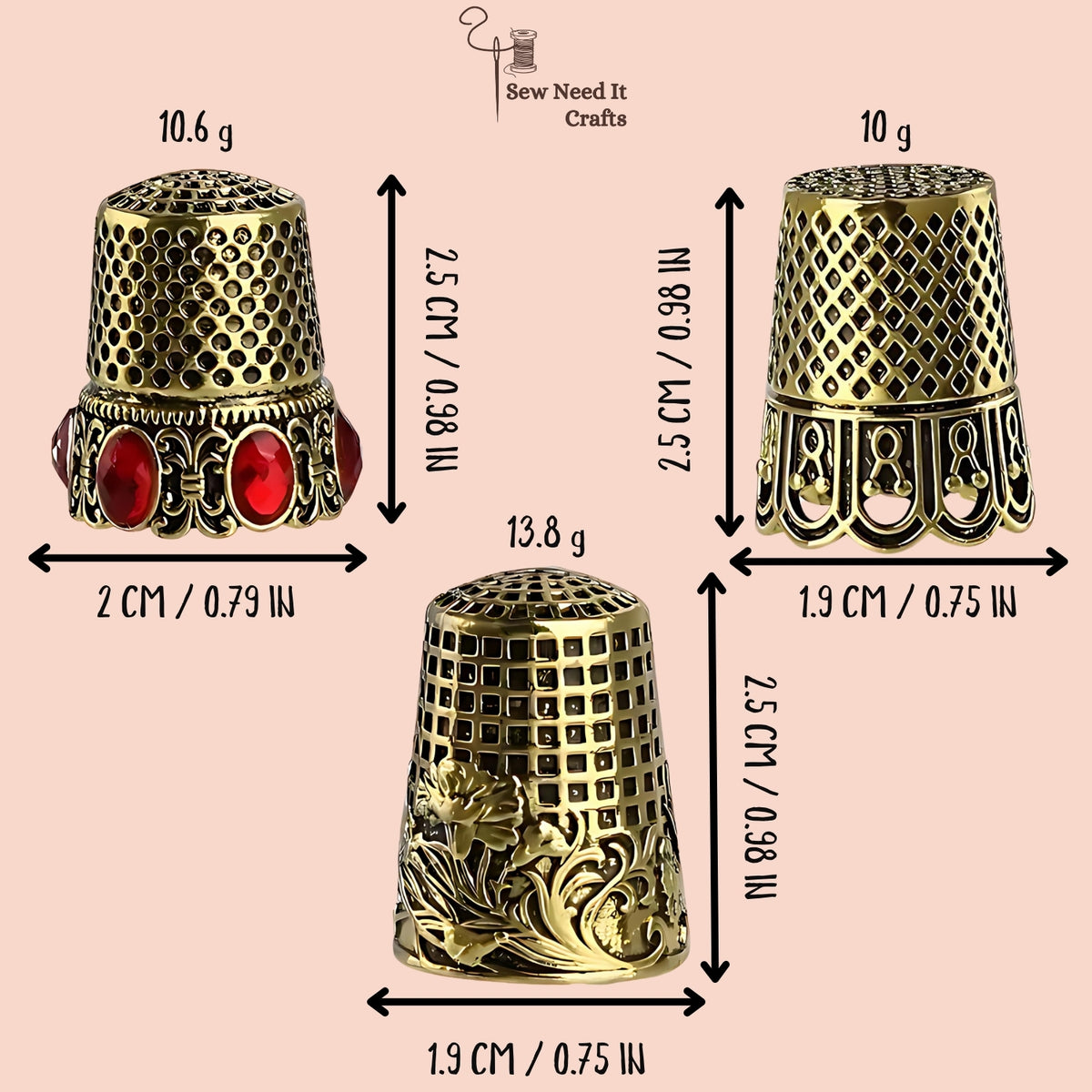 Vintage Style Metal Sewing Thimbles