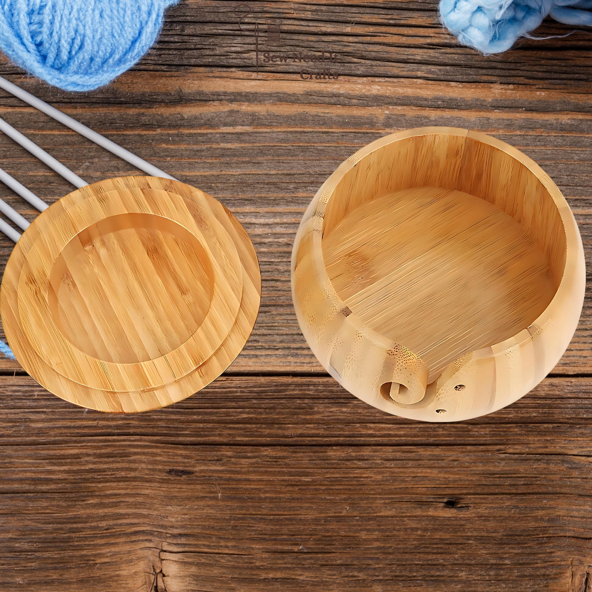 Yarn Bowl Authentic Natural Bamboo Wood