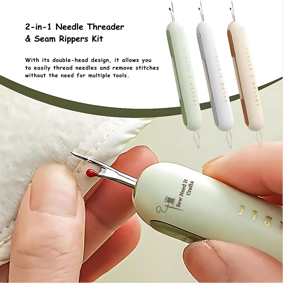 2-in-1 Easy To Needle Threader Minder and Use Seam Ripper